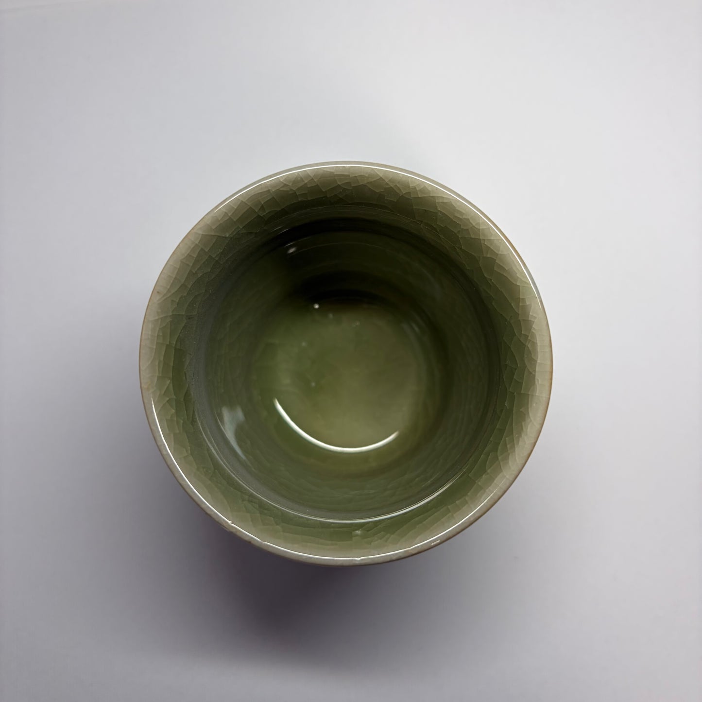 Top view of Sei Cup – Tall handmade ceramic tea cup with organic crackle pattern