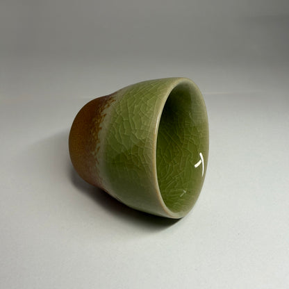 Side view of Sei Cup – Tall showing vertical form and natural crackle glaze ceramic